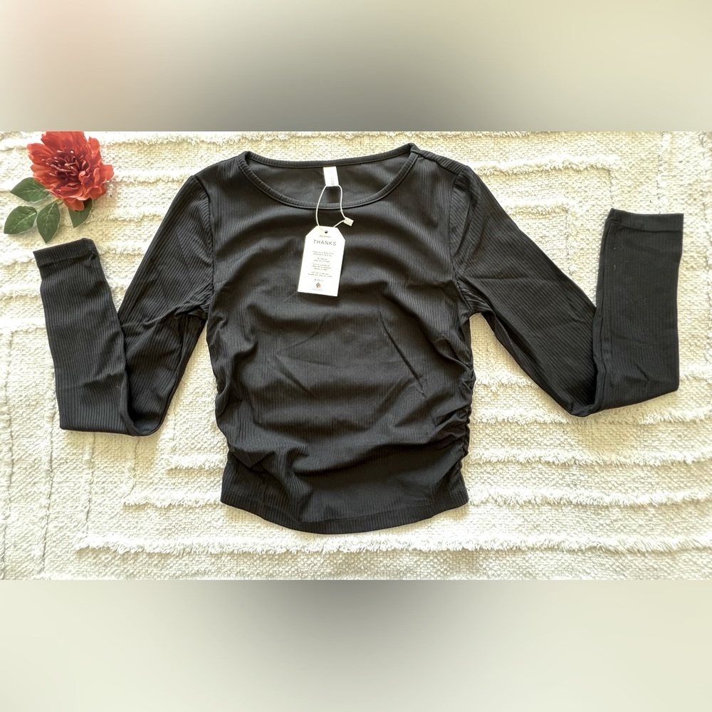 LASLULU Long Sleeve Ribbed Top- Size S